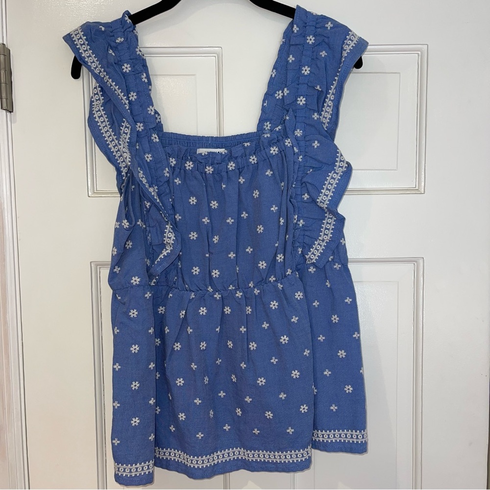 Blue and white tank top